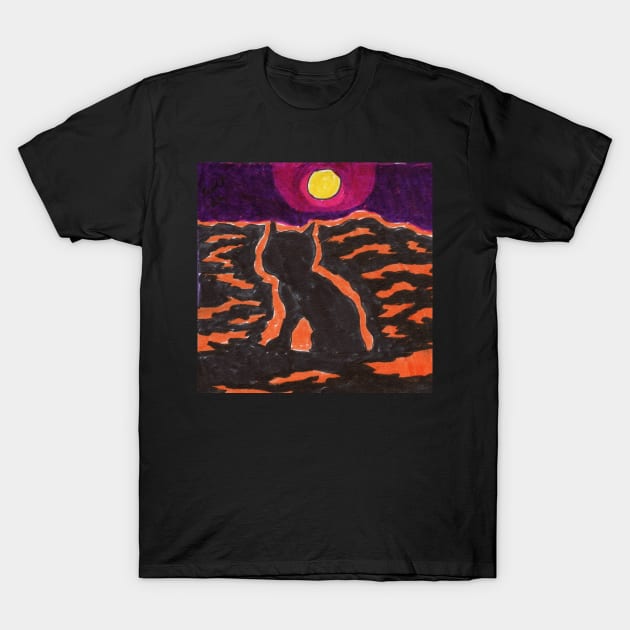 Cat Overlooking the Landscape T-Shirt by ConidiArt